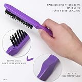 Kuou 3 Pcs Teasing Hair Brush Nylon Three-Row Salon Back Comb 8.6in view 4