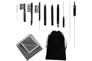 Qianyu 12 Pieces Hearing Aid Amplifier Cleaning Tools Kit Multi-Functional Earphone Earbuds Cleaner Brush Kit Hearing Aid Case Headphones Cleaning Kit with Velvet Bag for Hearing Aid Users