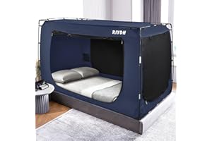 RIYDH Twin Size Bed Tent - Original Design Portable Dream Tent - 80% Blackout - 3 Doors - Breathable - Suitable for Adults and Kids - Ideal for Shared Rooms, Dorm Rooms, Travel