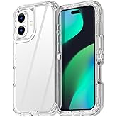 AICase for iPhone 16 Plus Case Clear,Heavy Duty Durable 3-Layer [Not Yellowing][Military Grade Drop Protection] Shockproof/DropProof Protective Cover for iPhone 16 Plus 6.7" 5G