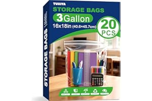 TUXIYA 20PACK 3 Gallon Large Zipper Bags for Storage 16 x 18 Inch, Large Clear Zipper Bags Reusable with Sealable Zippers Top for Clothes, Travel&Moving,Thick 4 Mil