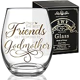 Best Friends Get Promoted To Godmother, Interesting Stemless Wine Glass Gift For Godmothers, Christmas Baby Pregnancy Announcement Gifts for Godmother Friends