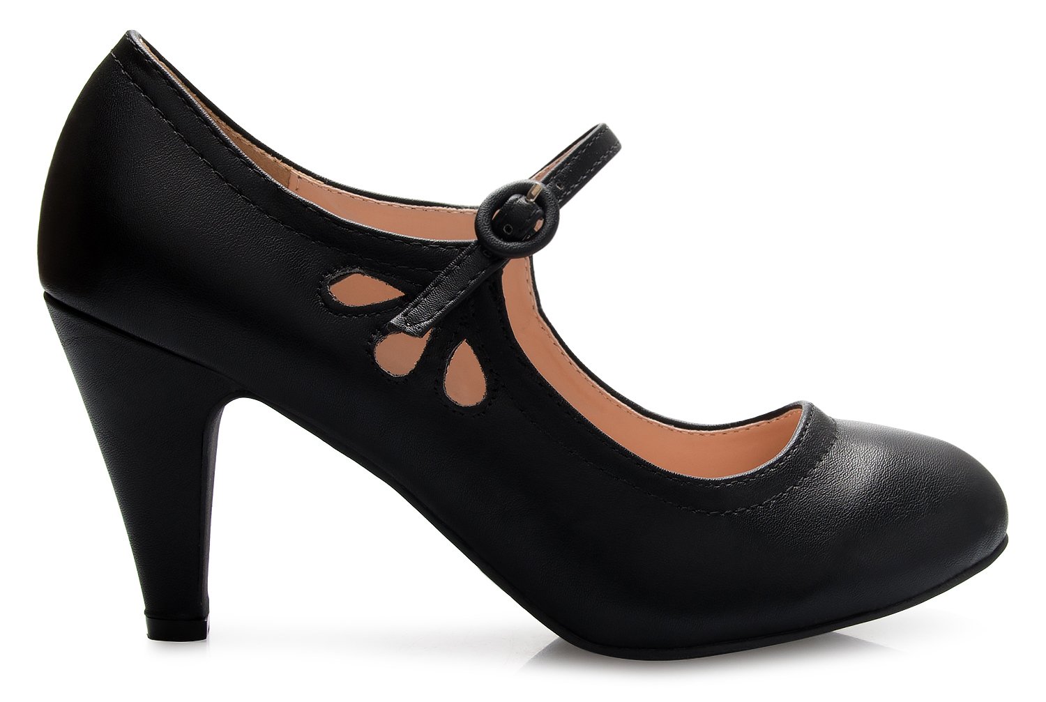 Olivia K Women's Kitten Heels Mary Jane Pumps - Adorable Vintage Shoes- Unique Round Toe Design with an Adjustable Strap - Image 3