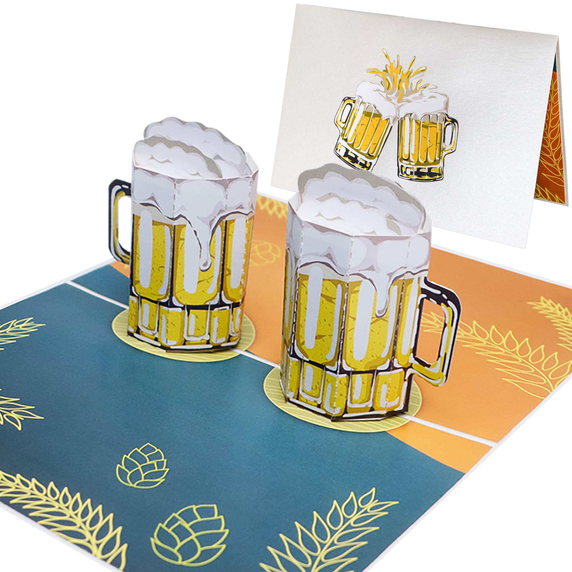 Sweetpopup® 3D Beer Glasses Pop-Up Greeting Card - Perfect for Cerlebrations, Congratulations, Birthdays, Dad, Husband, Boyfreind, Men's Day, Father's Day, Good Luck or Gift Vouchers (041)