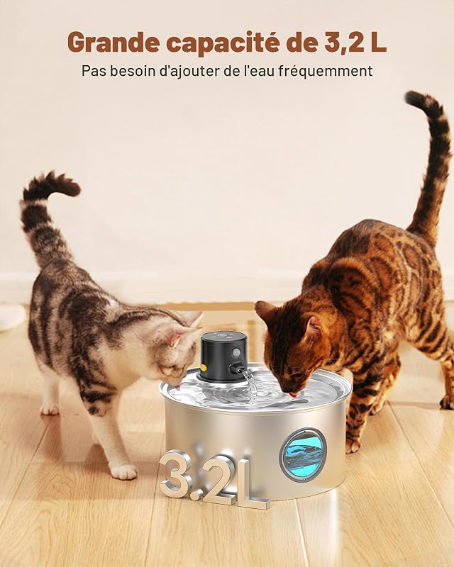 Fontaine a Eau Chat sans Fil: Fontaine à Eau pour Chat INOX
