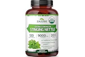 Zazzee USDA Organic Stinging Nettle 20:1 Extract, 9000 mg Strength, 120 Vegan Capsules, 4 Month Supply, Concentrated, Standardized 20X Extract, Certified Organic, 100% Vegetarian, All-Natural, Non-GMO