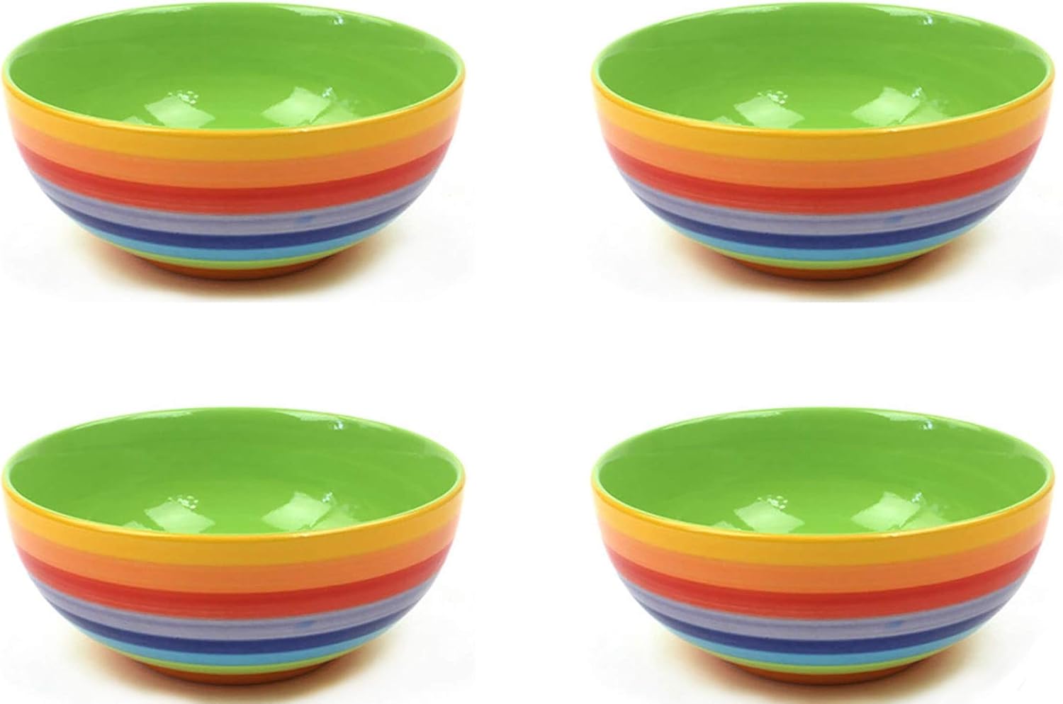 Windhorse Set of 4 Rainbow Striped Ceramic Bowls Amazon.co.uk Kitchen