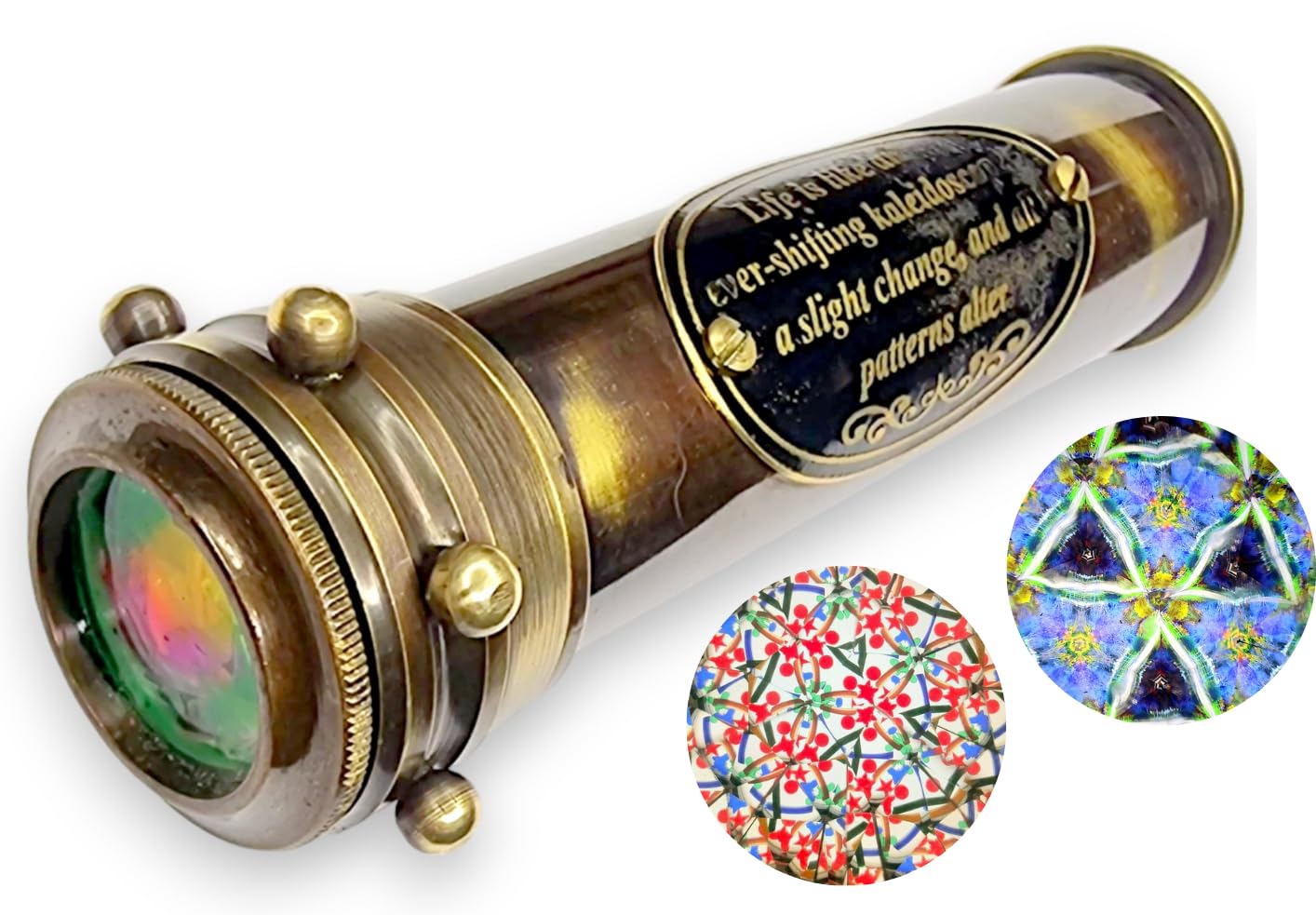 ANTIQLICIOUS Antiqued kaleidoscope Handmade Vintage Patina Kaledoscope With Mirror Lens Creat Amazing Vibrent Design A Classic Masterpiece of Optical Art
