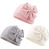 JANGANNSA Winter Warm Knitted Baby Hat for Girls Cotton Lined Infant Toddler Hat Autumn Cute Bow Classic Girls Beanie 0-6Y