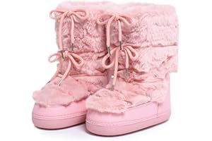 ZHENAIYISHENG Faux Fur Boots for Women - Fuzzy Fluffy Furry Water Resistant Snow Boots for Women - Anti-Slip with Cotton Sponge Lined and TPR Rubber Sole Black White Fur Boots