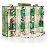 Acrylic Handbags for Women Multicolor Perspex Geometric Purses Box Clutch Elegant Crossbody Bag for Lady Evening Banquet Prom