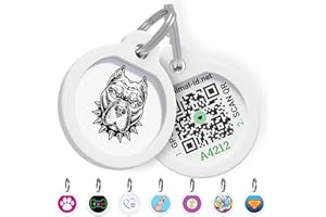 ROVERTAGS QR Code Dog Tag Silent Id Pet Tags Personalized Name Plate with Online Profile (Pitbull, Small_Round)
