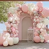 Pastel Pink White Balloon Arch Double Stuffed Light Pink White Sand Beige Balloon Garland Kit Peach Ivory Cream Balloons for Birthday Baby Shower Valentines Bridal Shower Wedding Princess Party Decor