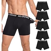 Hlizonn Men's Boxer Briefs 5-Pack, Ultra Soft, Moisture Wicking & Breathable Underwear with Comfort Pouch, Stretch Fit