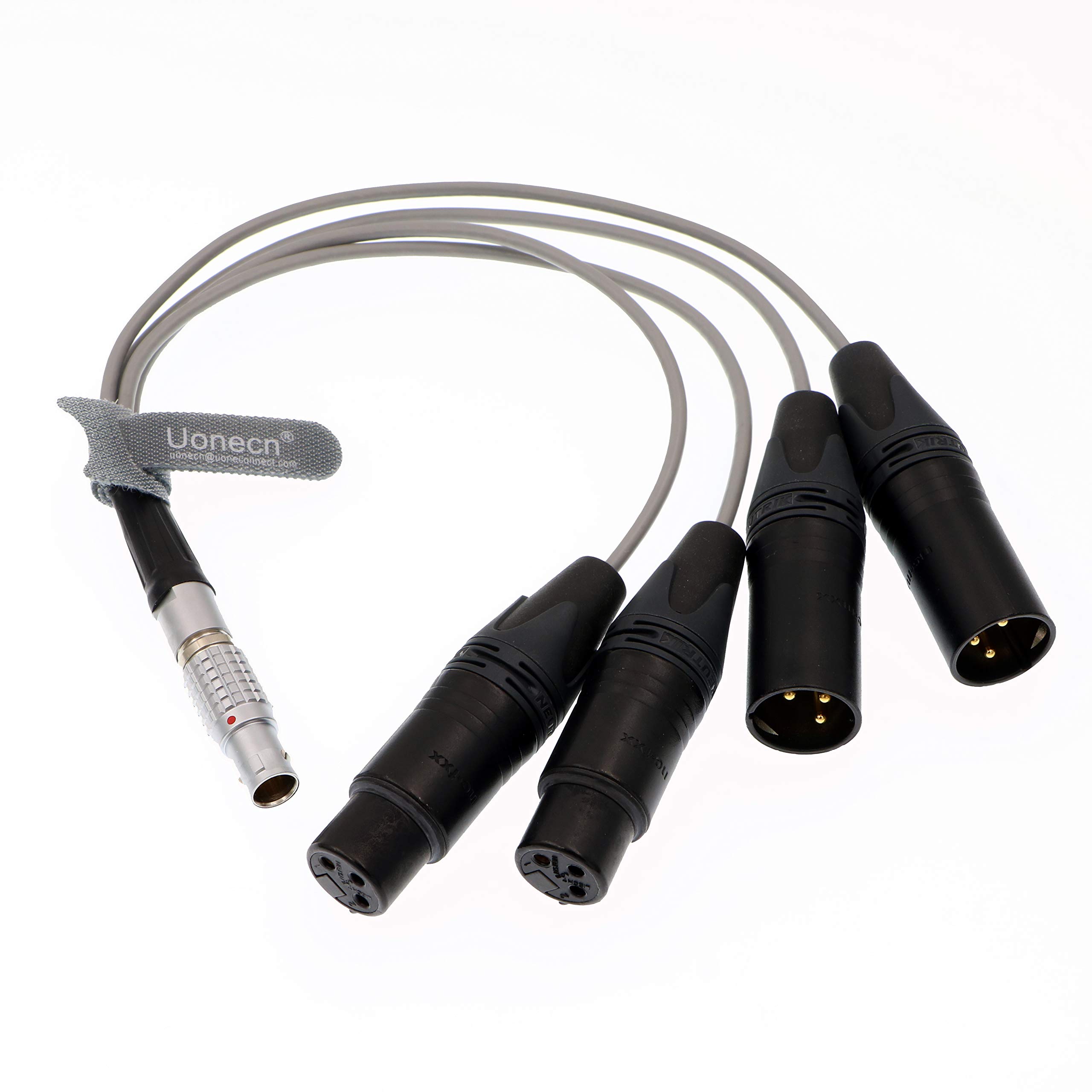 Uonecn 10 Pin Male Plug to 4 XLR 3 Pin Breakout Audio Input Output Cable for Atomos Shogun Monitor Recorder Audio Splitter 30cm