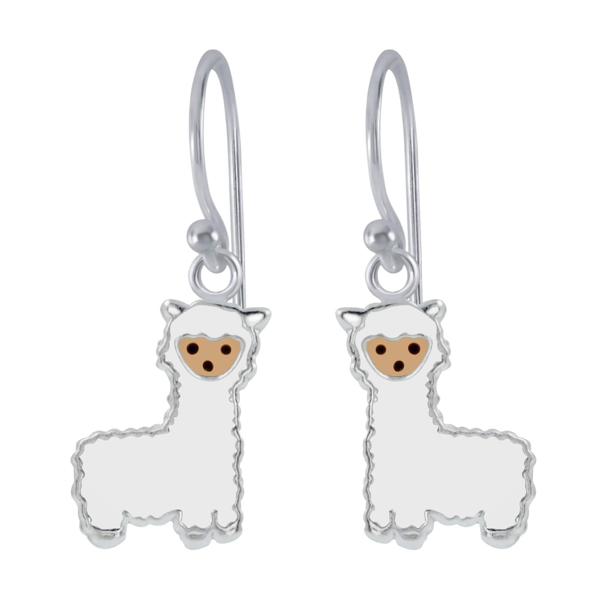 Llama Alpaca Animal Dangling Earrings - Extra Small - 925 Sterling Silver