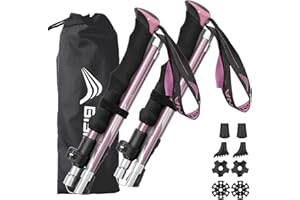 BISINNA Hiking Poles Collapsible Trekking Poles Aluminum Alloy Hiking Sticks 2 pc Lightweight Adjustable Folding Stick for Wowen Men Walking Sticks with Quick Lock System