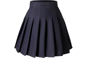 Hoerev Women Girls Thick Wool Fabric for Cold Weather Versatile Plaid Pleated Skirt with Shorts