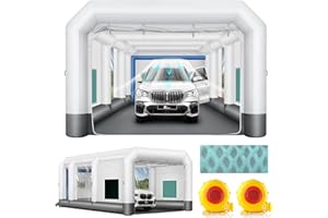 GORILLASPRO Inflatable Paint Booth 26x15x10Ft with 950W + 950W Blowers for Cars, Air Filter System Portable Spray Paint Booth Tent for Trucks, Auto Parts and Furniture Painting