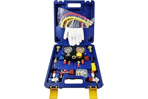 Wisepick Air Condition Manifold Gauge Set, R1234yf R134A Gauge Set, 4 Valve Manifold Gauge Compatible with R1234yf R134A and 