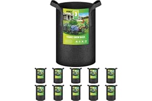 iPower 3 Gallon 10 Pack Grow Bags Nonwoven Fabric Pots Aeration Container with Strap Handles for Garden and Planting, 10-Pack Black, 3 Gallon
