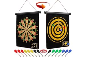 Ranslen Magnetic Dart Board for Kids and Adults, Double Sided Board Games with 15pcs Magnetic Darts, Boy Gifts Dartboard Toys Gift for Age 6 7 8 9 10 11 12 Year Old Boys