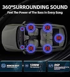 Upgraded 10" 1200W Slim Under Seat Powered Car
