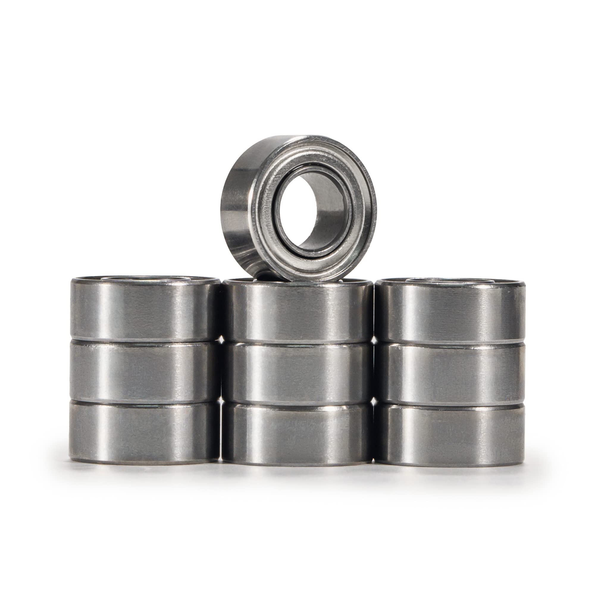 XIKE 10 Pcs MR105ZZ Mini Ball Bearings 5x10x4mm, Bearing Steel and Double Metal Seals, Pre-lubrication, MR105-2Z Deep Groove Ball Bearing with Shields.