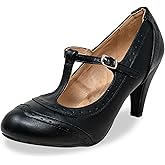 Chase & Chloe Lace-Up Vintage Cut-Out Women's Heeled Oxford