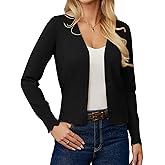 GRACE KARIN Women Cropped Cardigan Sweaters, Lightweight Long Sleeve Shrug, Button Up V Neck Knit Sweater Tops Spring