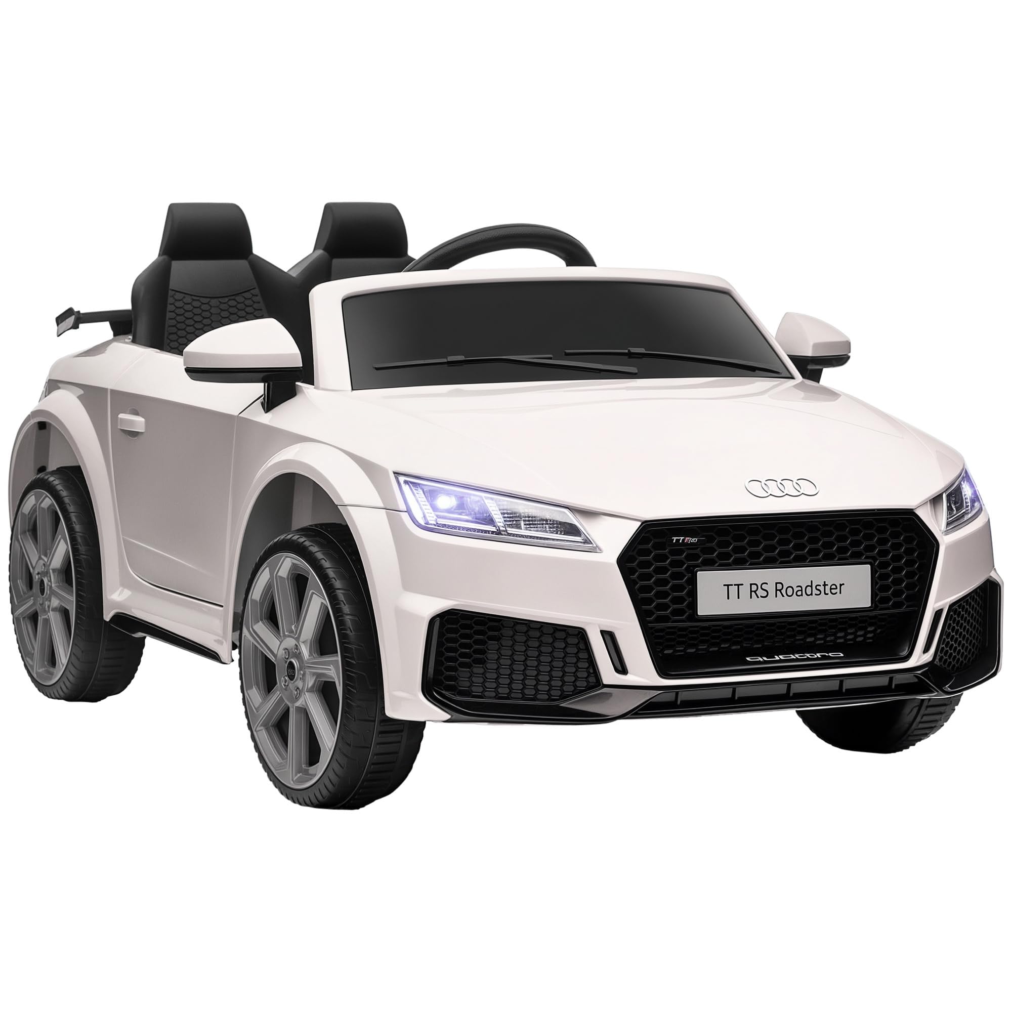 Aosom 6V Kids Electric Ride On Car, Licensed Audi TT RS with Suspension System and Remote Control, Horn, 5 Songs, Lights, MP3 Player, White