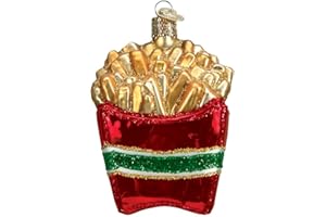 Old World Christmas French Fries Carton Glass Blown Ornament for Christmas Tree, Handcrafted Holiday Decoration, Food Collection