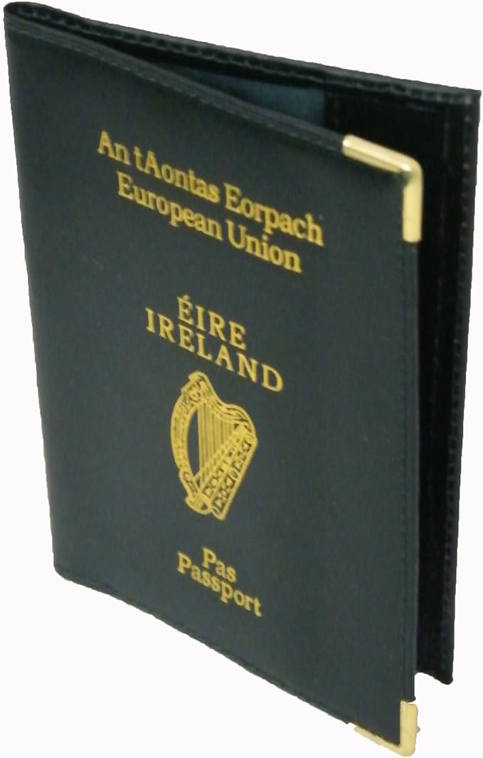GREEN IRISH IRELAND LEATHER PASSPORT COVER, HOLDER FOR HOLIDAY Amazon