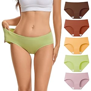 INNERSY Women's Cotton Underwear Hipster Breathable Panties 5-Pack | Full Coverage, Mid Rise, Moisture Wicking, Cotton Crotch
