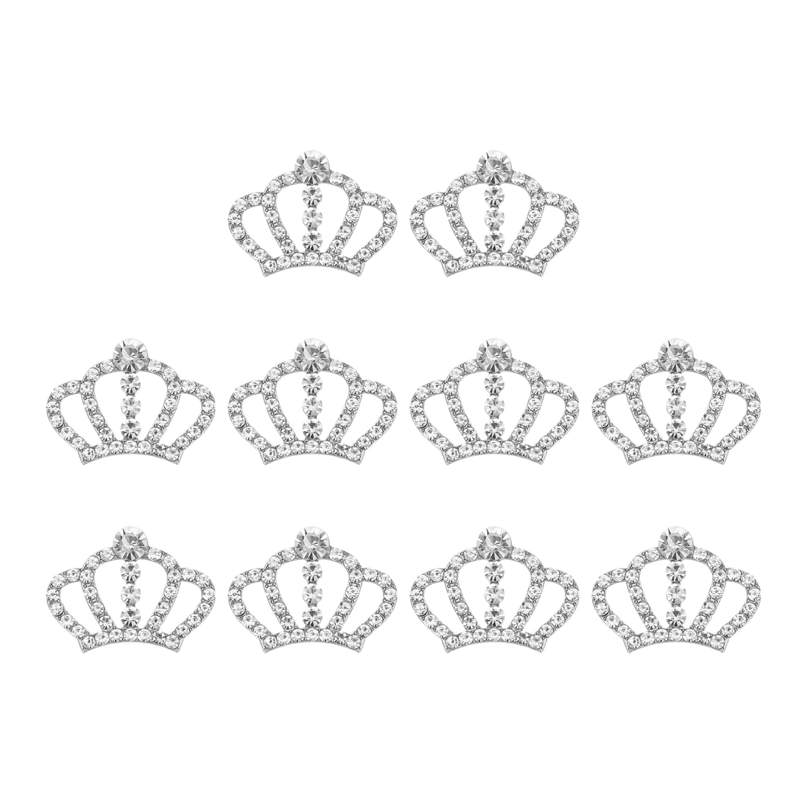 PATIKIL 10Pcs Crown Charms, 1.3" x 0.98" Mini Metal Rhinestone Crystal Crown Embellishments Bulk DIY Handmade Phone Case Clothes Decor Party, Silver Tone