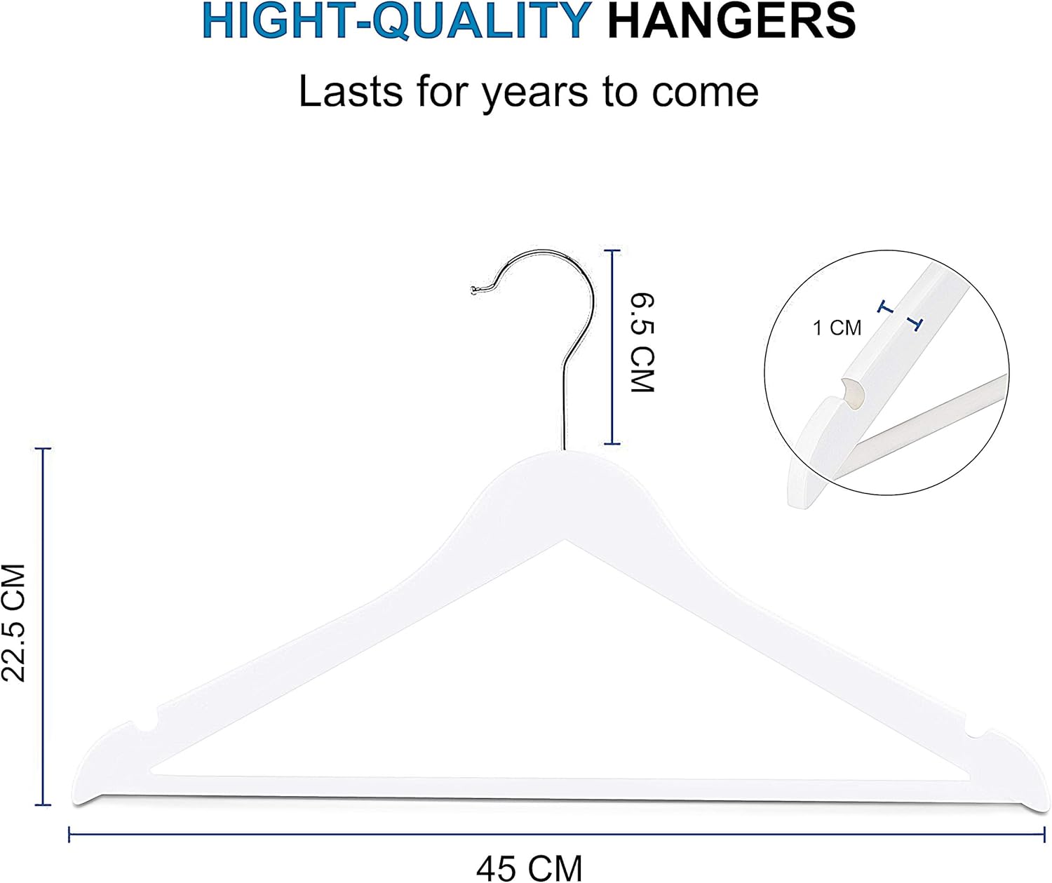 Nyxi Pack of 20, White Clothes Hangers Natural Wooden Wood Clothes Coat