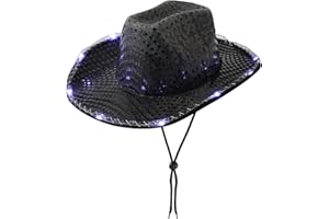 WOOH Cowboy Hat for Women,Party Cowgirl Hats Women,Colored Light Up Cowboy Hat for Halloween Costumes