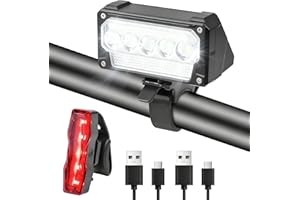 Chasinglee USB Rechargeable Bike Lights, Powerful LED Bicycle Lights, Super Bright Lumens Front and Rear Bike Light, Waterpro