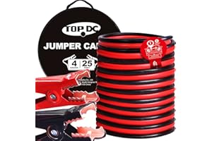 TOPDC 4 Gauge 25 Feet Jumper Cables for Car, SUV and Trucks Battery, Heavy Duty Automotive Booster Cables for Jump Starting Dead or Weak Batteries with Carry Bag(TD-P0425)