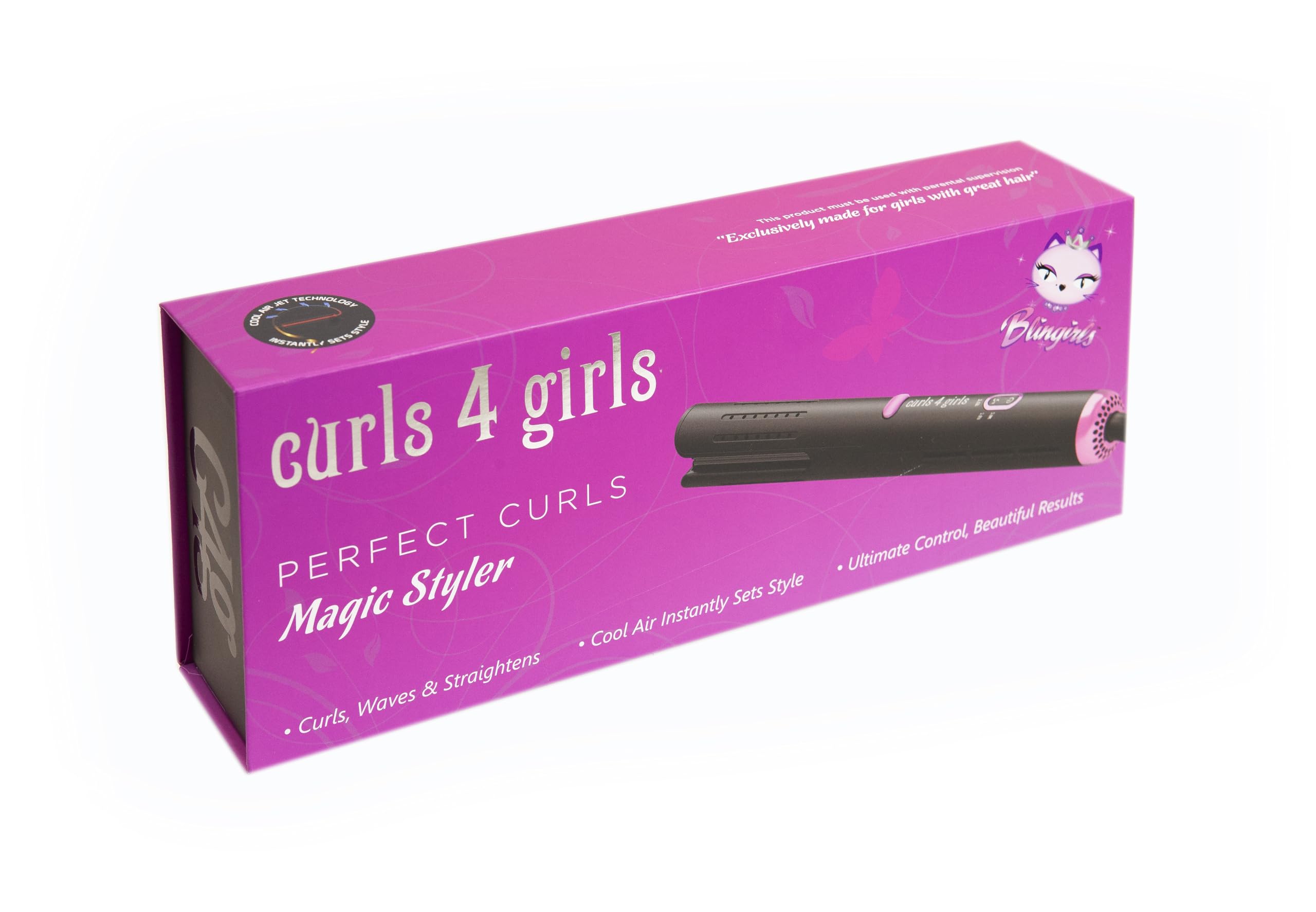 Curls 4 Girls Magic Styler – Professional Hair Styling Tool for Perfect Curls, Waves & Straightening with Cool Air Technology for Quick, Beautiful Results