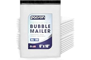 PACRON Waterproof and Thick Poly Bubble Mailer - 200 Pack Self Seal Strong Adhesive Bubble Envelopes - Temper-Proof Poly Shipping Envelopes for Jewelry, Cosmetics, SD Cards and USB Cords (6x10)