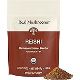 Real Mushrooms Reishi Mushroom Powder - Handpicked Organic Mushroom Extracts - Red Reishi for Tranquil Daily Wellness with Verified Beta Glucans Vegan, Non-GMO, No Grain Fillers, 45 Servings