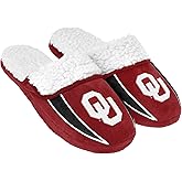 FOCO mens NCAA College Team Logo Sherpa Moccasin Slippers