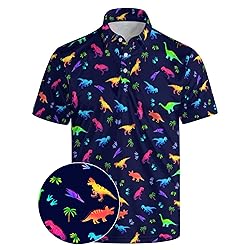 Xdceu Men's Dinosaur Golf Polo Shirt Dinosaur Golf