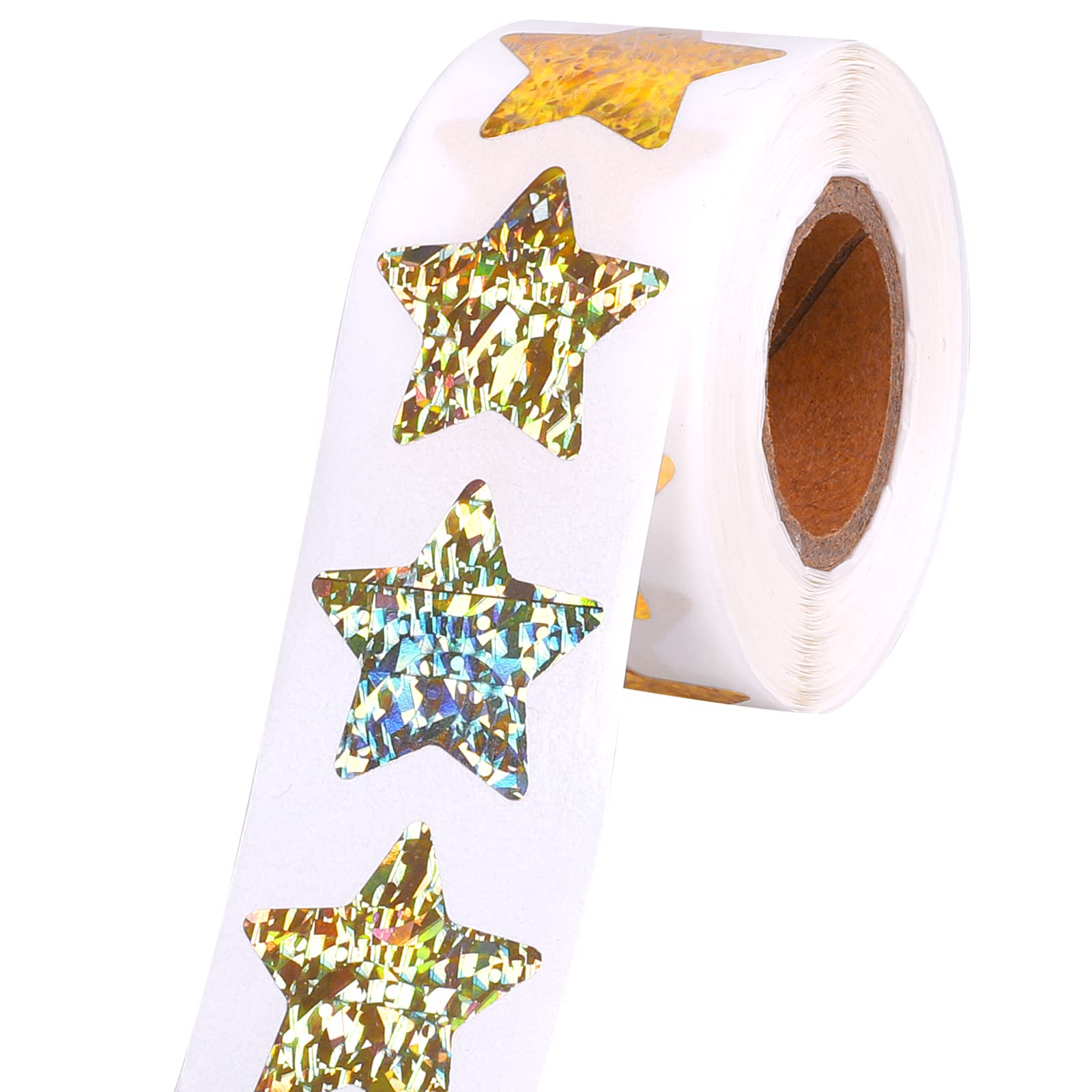 Photo 1 of 1" Small Holographic Glitter Star Stickers for Kids Reward, 500 Pcs Foil Tiny Star Metallic Stickers Roll for Wall, Crafts and Classroom Teachers