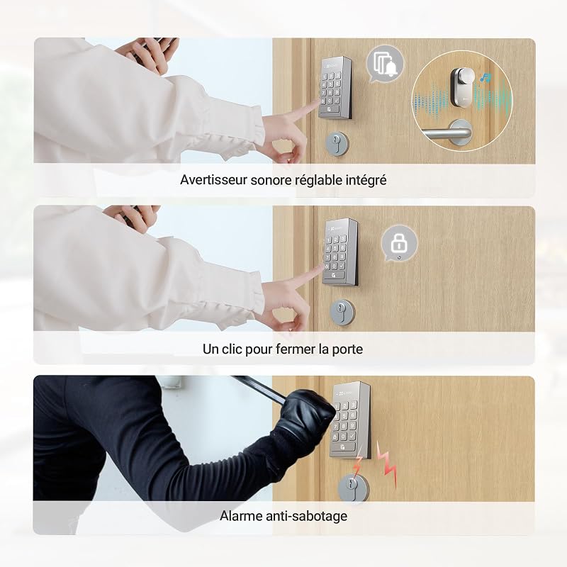 Smart Lock avec Clavier Multifonctionnel, Serrure Connectée fonction Bluetooth accès à distance, Serrure Smart Lock accès sans Clé pour Maison Connectée, DL01PRO et DL01CP