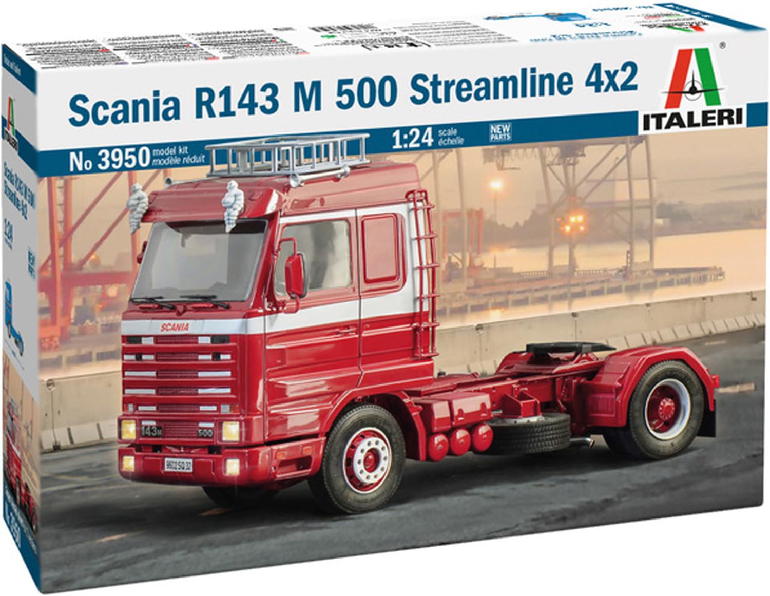 Italeri 3950 1:24 Scania 143M 500 Streamline 4x2 Model Building Kit, Standing Model Building, Crafts, Hobby, Gluing, Plastic Kit, Detailed Multi-Coloured