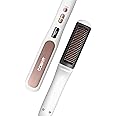Conair Double Ceramic Straightening Brush, Heated Straightening Brush for Smooth Shiny Hair, V-Shaped Heat Bristles for Closer Contact