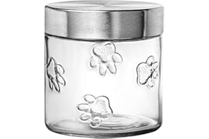 Amici Pet Collection, , Maxwell Dog Glass Canister, 28 oz, Small, Metal Twist-Top Lid