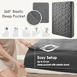 EHEYCIGA Memory Foam Mattress Topper Double Bed 135x190x3cm Dark Grey view 4
